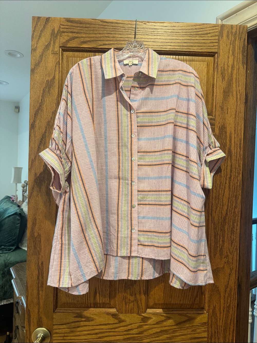 entro Pastel Pink Striped Button-Down Shirt